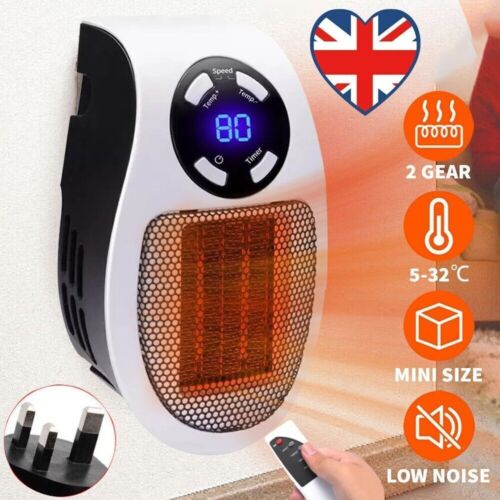Portable Heater Electric Heater 500W Plug-In Wall Portable, 2Fan Speeds RHPH2001