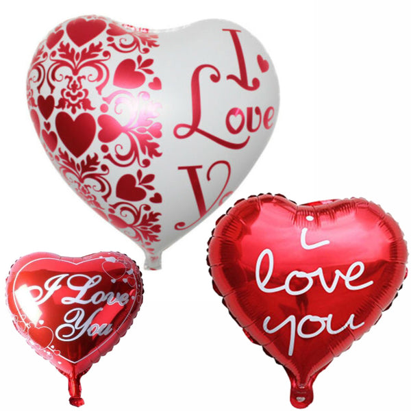I Love You Printed Heart Shaped 18" inch Large Foil Balloons
