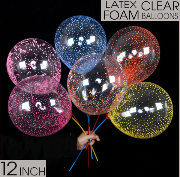 Clear Transparent Colourful Foam Filled 12" Large Balloons