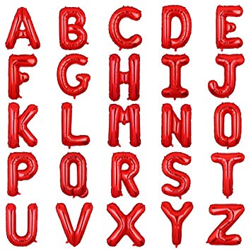 Red 18 inch Foil Letters A-Z English Alphabet Letter Foil Balloons