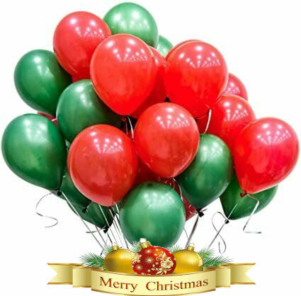 Plain Red and Green Christmas Balloons