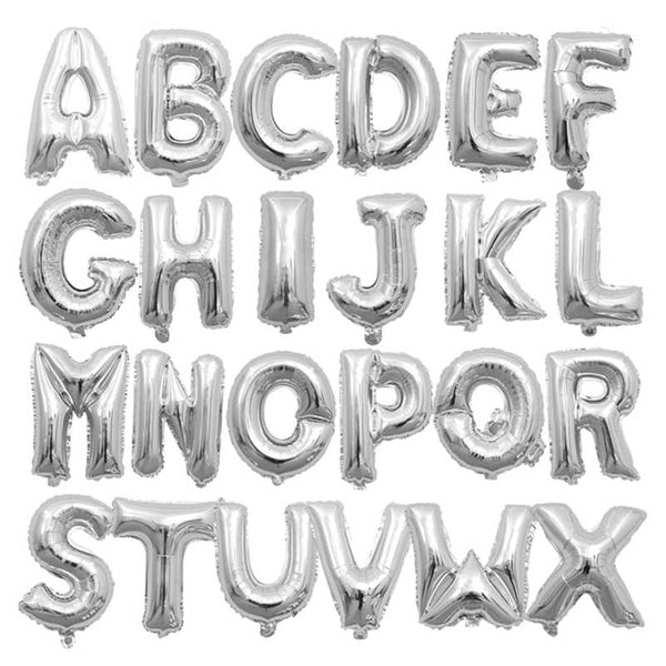 Silver 32 inch Foil Letters A-Z English Alphabet Letter Foil Balloons