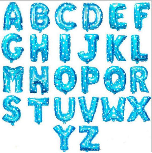 Blue Printed 18" Foil Letters A-Z English Alphabet Letter Foil Balloons