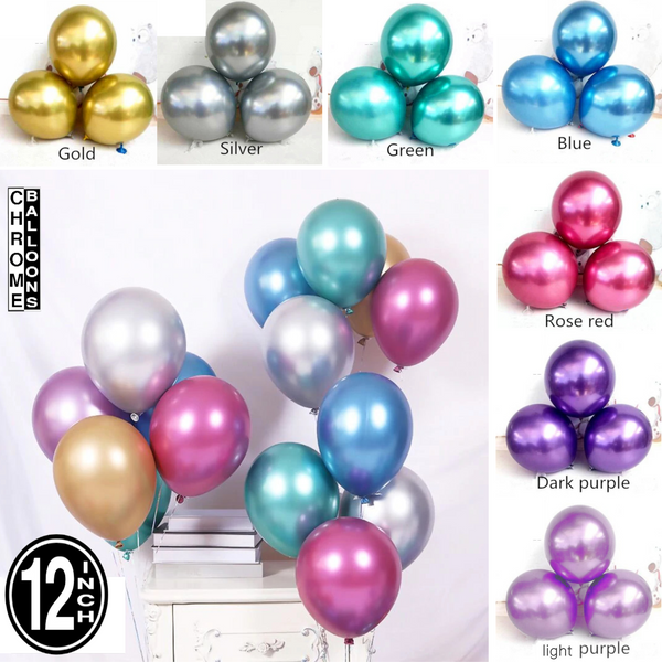 12 inch mix chrome balloons