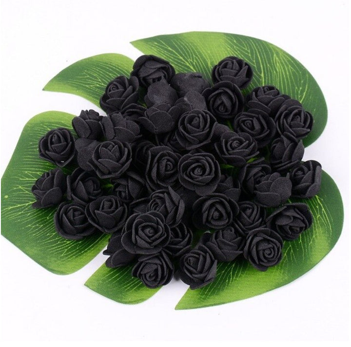 Black 3cm Foam Rose Flowers