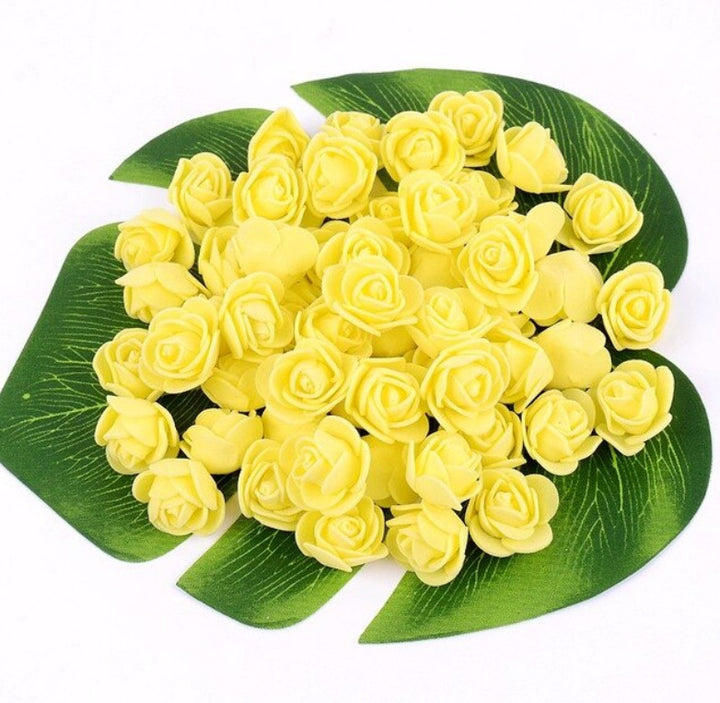 Yellow 3cm Foam Rose Flowers