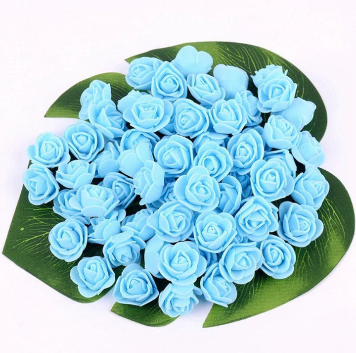 Light Blue 3cm Foam Rose Flowers