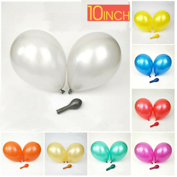 10" inch Large Pearl / Metallic Latex Balloons Pack of 10/25/50/100