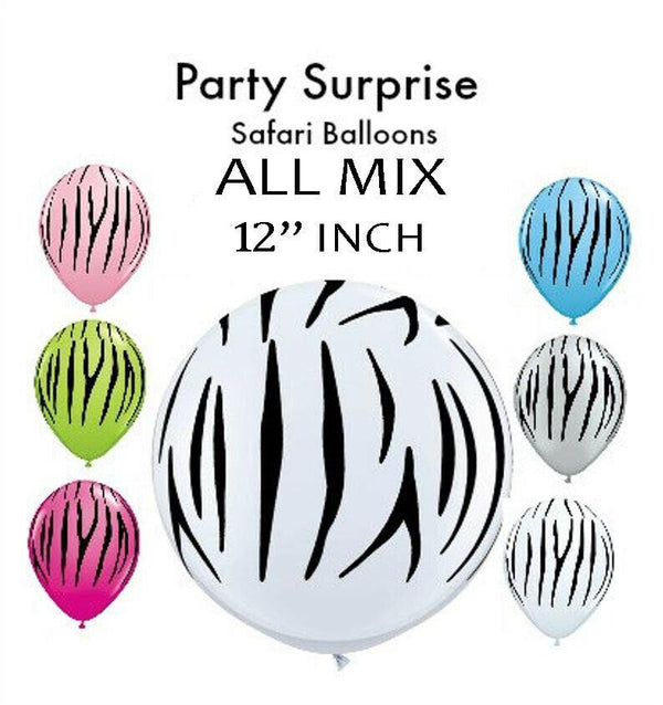 12" inch Safari Zebra Jungle Animal Zoo Party Balloons Kids Party Theme Balloons