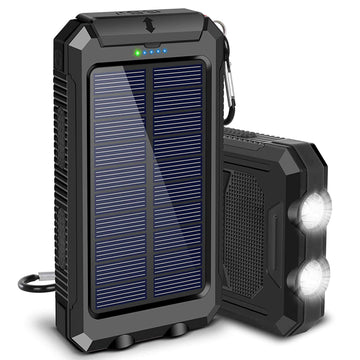 10000mAh Solar Power Bank 2 LED Dual USB External Battery Pack Portable Charger