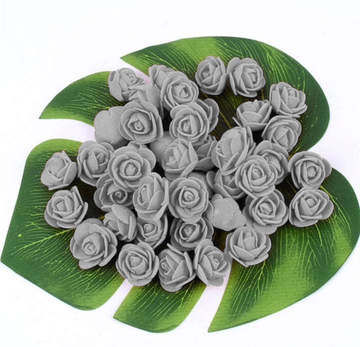 Silver 3cm Foam Rose Flowers